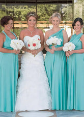 Dora | Loving Fate Infinity Aqua Chiffon Maxi Bridesmaid Dress with Multiway Convertible - Price #price_variant_lowest# - Aqua - PromDressClub